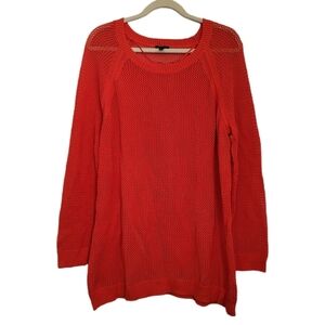 Talbots Sweater 2X Petite Red Open Knit Tunic Long Sleeve Plus Size Pullover